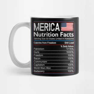 4th of July Proud American Shirt Merica Nutrition Facts Mug